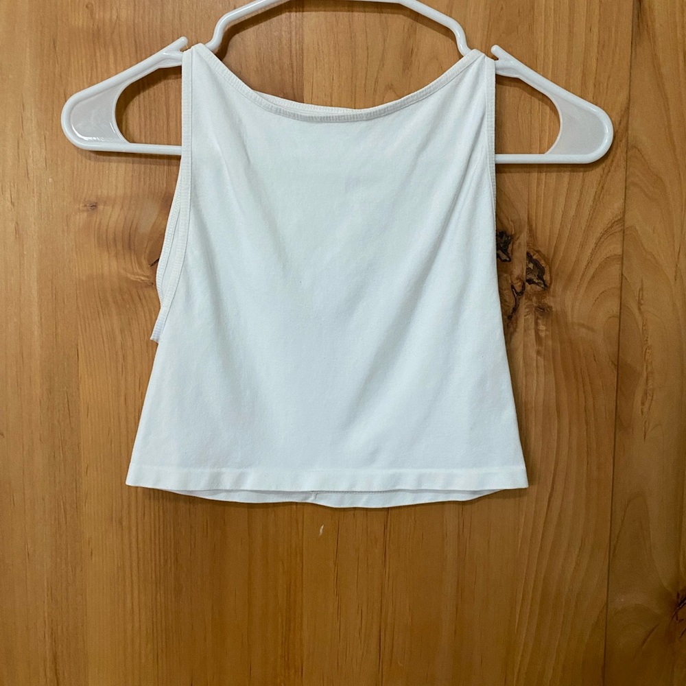White free people high neck crop tank